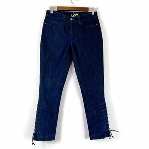 Anthropologie Leifsdottir Dark Denim Cropped Lace Up Jodhpur Riding Jeans 26